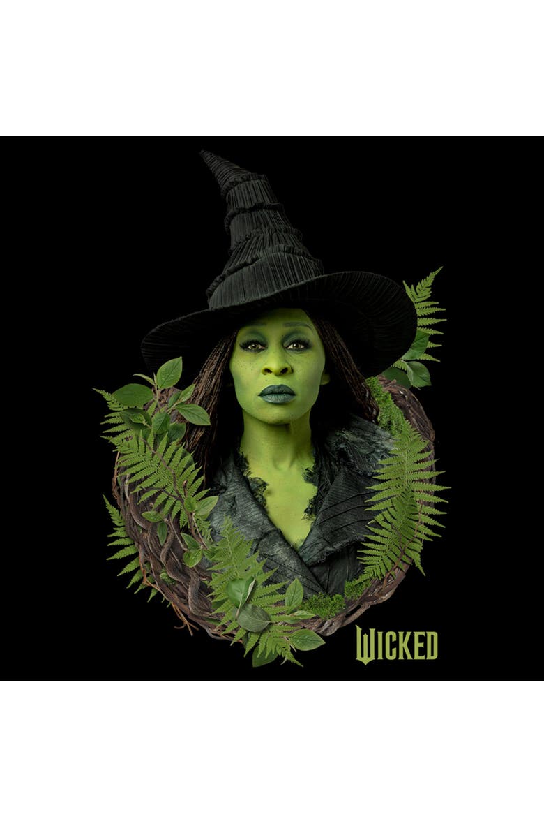 Women's Wicked For Good Elphaba Forest Portrait  Graphic T-Shirt, Alternate, color, Black