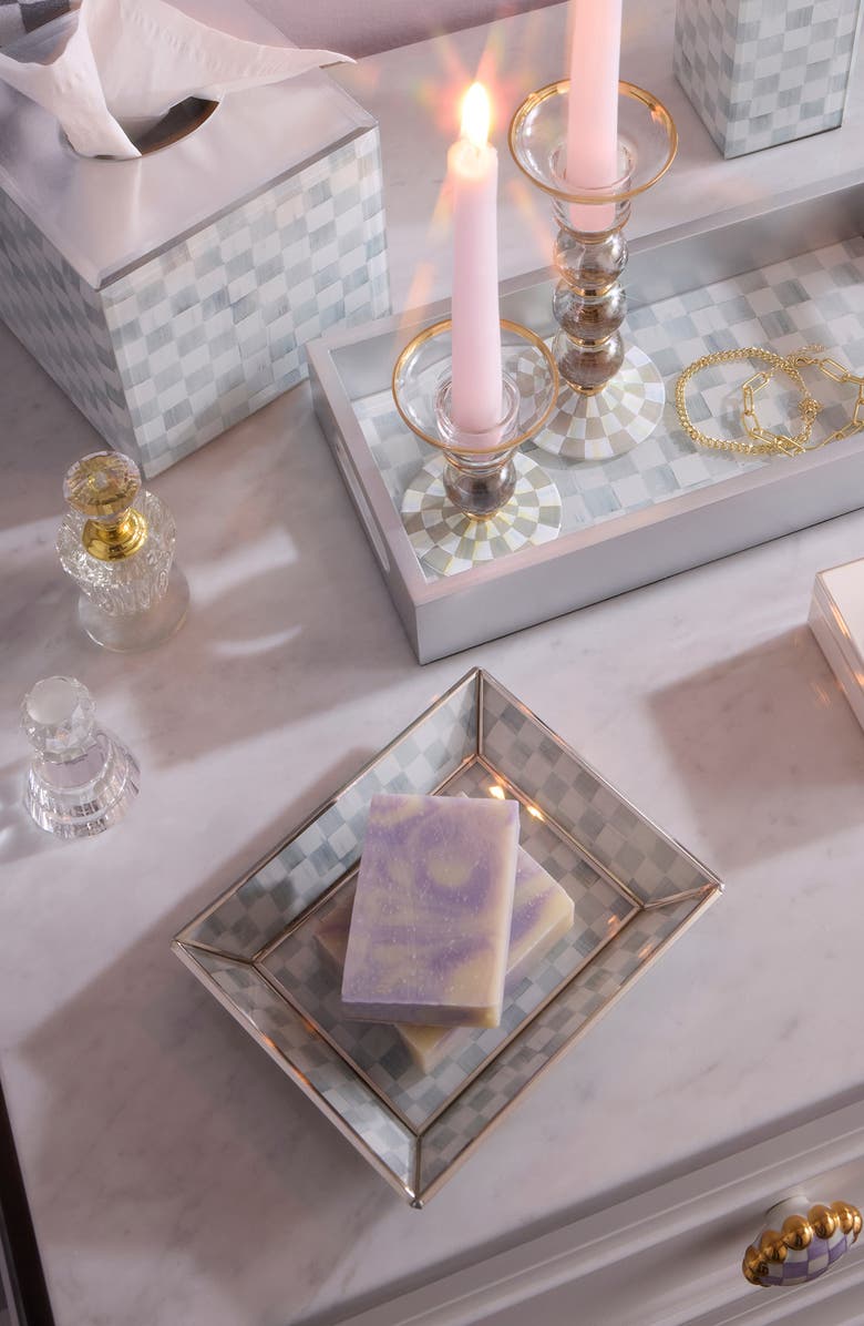 MACKENZIE CHILDS Sterling Check Small Glass Tray, Alternate, color, Sterling