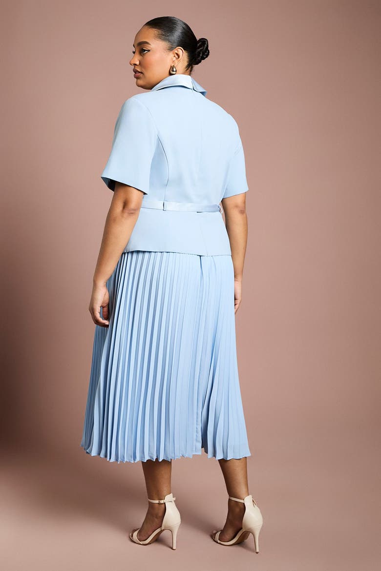 Plus Wrap Pleated Skirt Midi Dress, Alternate, color, Powder Blue