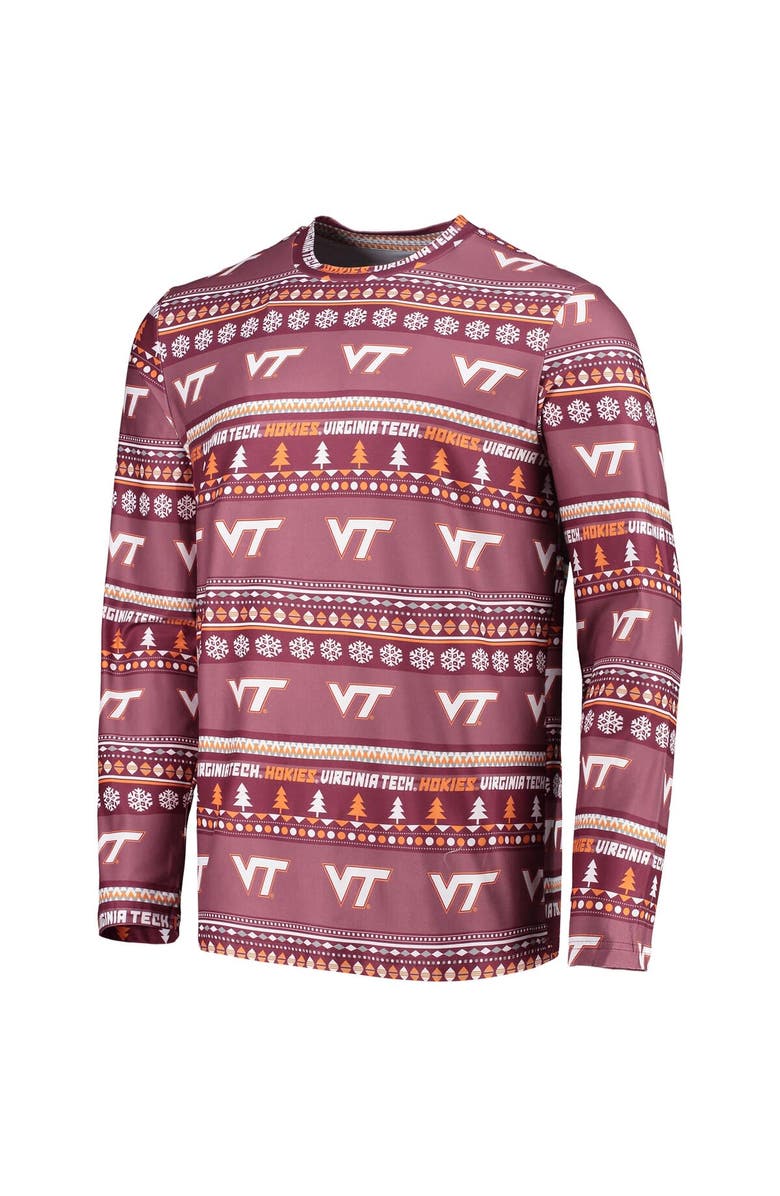 CONCEPTS SPORT Men's Concepts Sport Maroon Virginia Tech Hokies Ugly Sweater Long Sleeve T-Shirt and Pants Sleep Set, Alternate, color, Maroon
