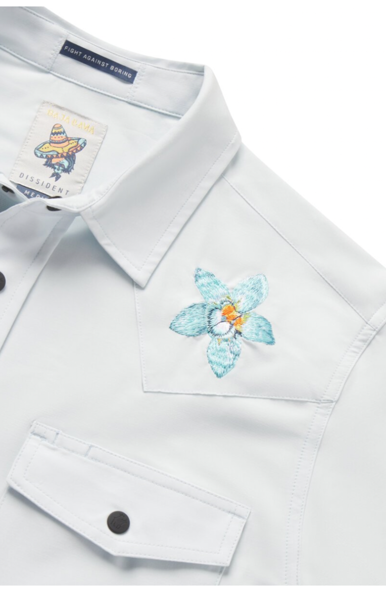 Baja Llama Floral Project - Dissident Western Front Snap Button Up, Alternate, color, Light Blue