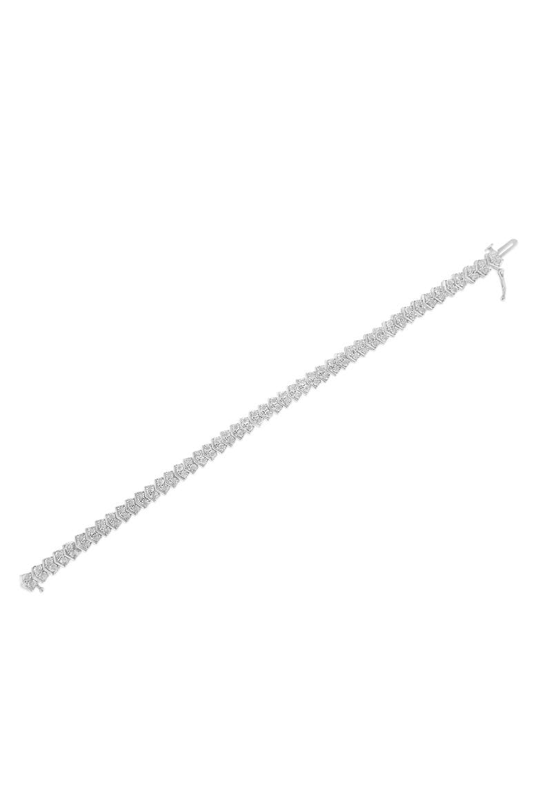 Silver 1.0 Cttw Chevron 2 Stone Arrow Link Tennis Bracelet, Alternate, color, White