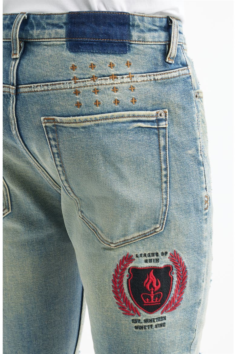 Van Winkle Bleu Monday Repair Skinny Jeans, Alternate, color, DENIM