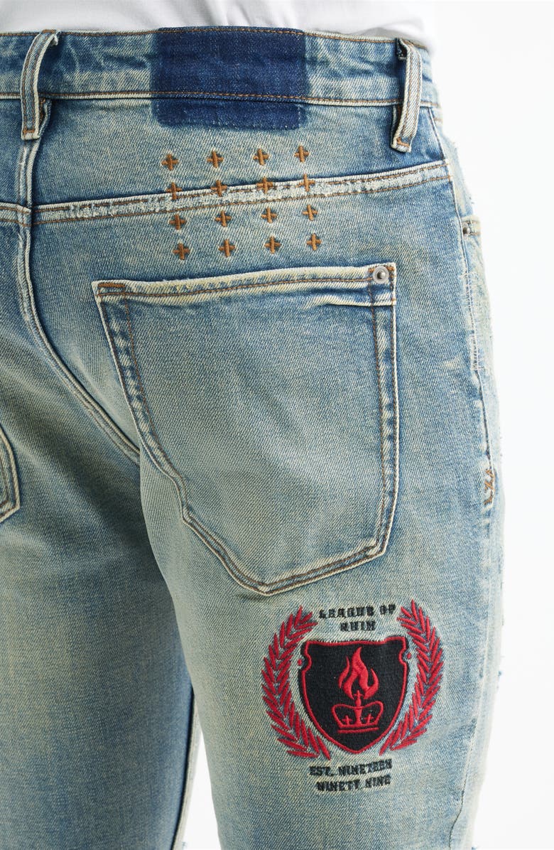 Ksubi Van Winkle Bleu Monday Repair Skinny Jeans, Alternate, color, Denim