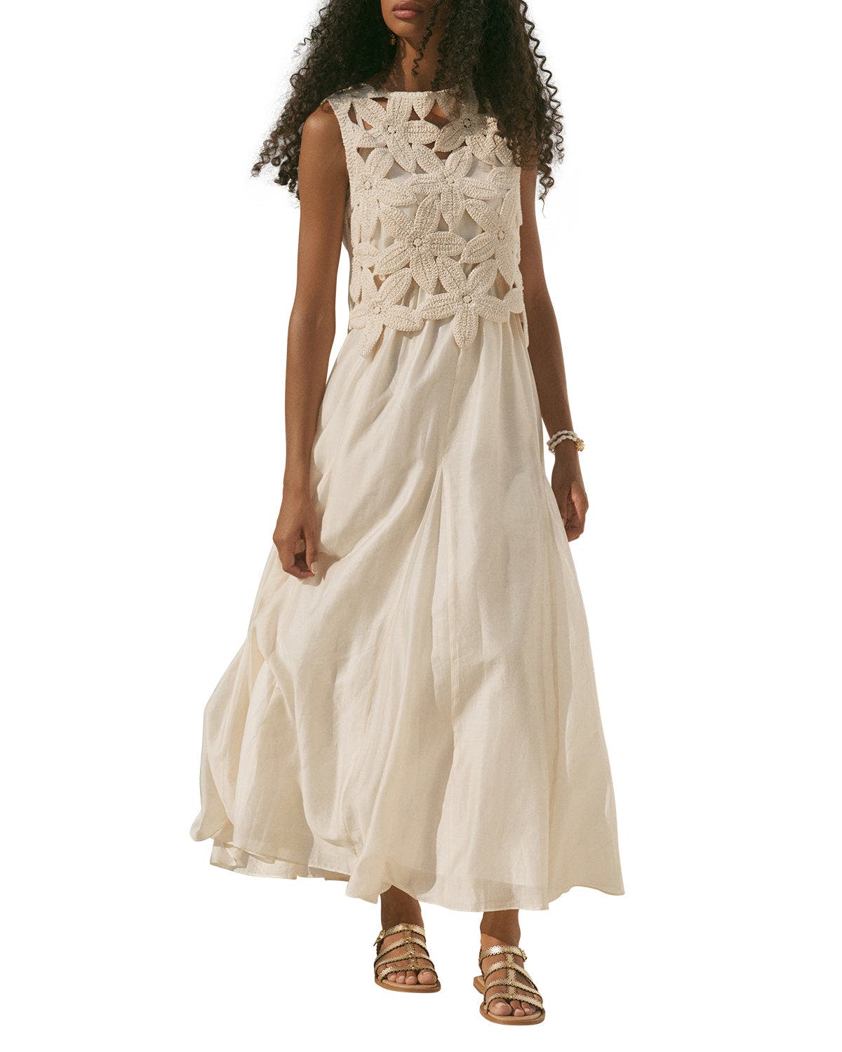 Cotton Blend Sleeveless Crochet Maxi Dress (Women) | Nordstrom