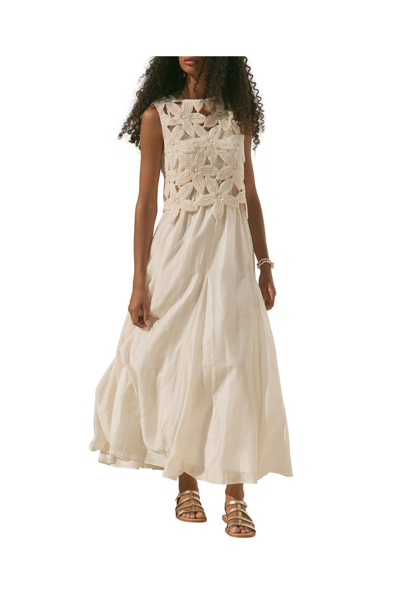 MINT VELVET Cotton Blend Sleeveless Crochet Maxi Dress, Main, color, Cream