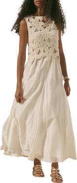 MINT VELVET Cotton Blend Sleeveless Crochet Maxi Dress