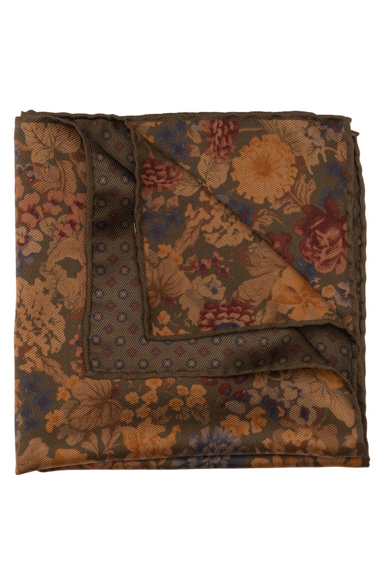 Elizabetta Vico - Double Sided Silk Pocket Square for Men, Alternate, color, Olive Green