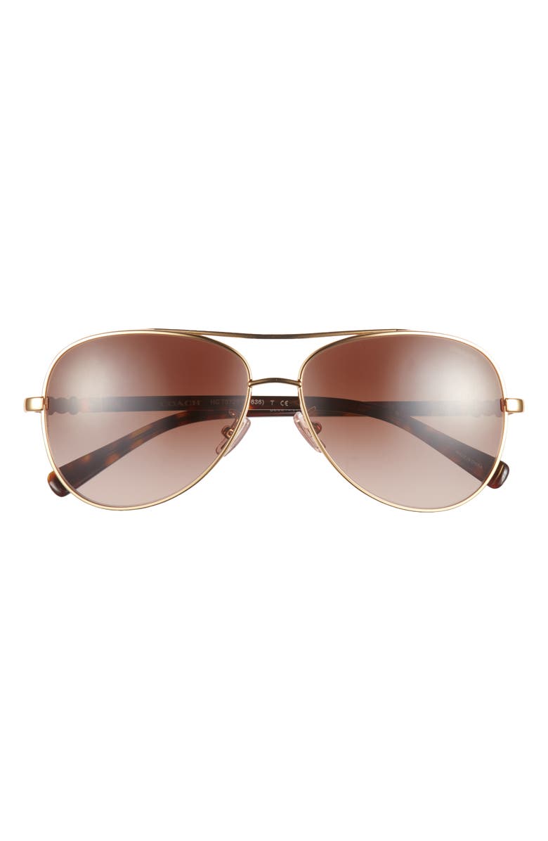 COACH 59mm Aviator Sunglasses, Main, color, 
