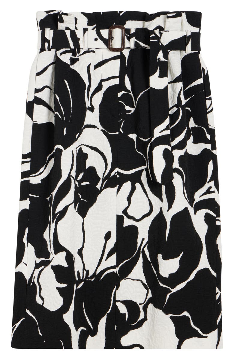 Dries Van Noten Print Jacquard Belted Paperbag Waist Skirt, Alternate, color, Black