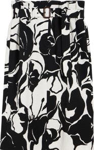 Dries Van Noten Print Jacquard Belted Paperbag Waist Skirt