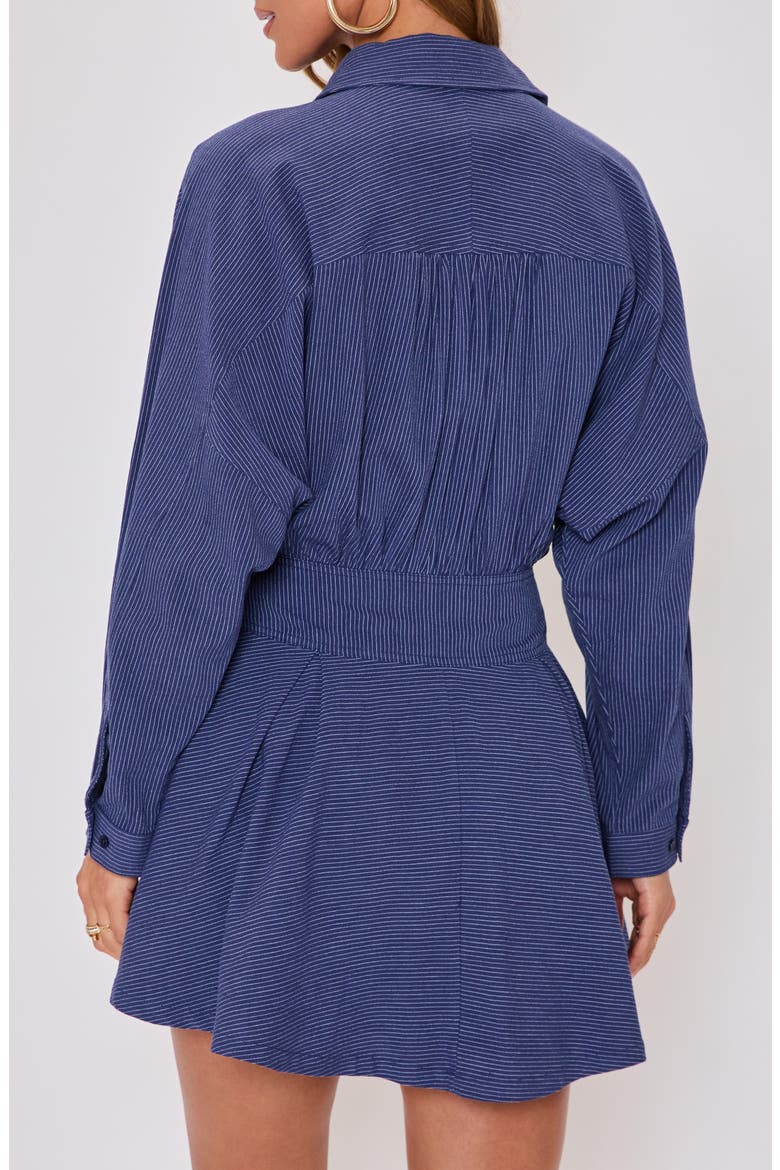 Taylor Stripe Long Sleeve Cotton & Linen Mini Shirtdress, Alternate, color, NAVY/CREAM