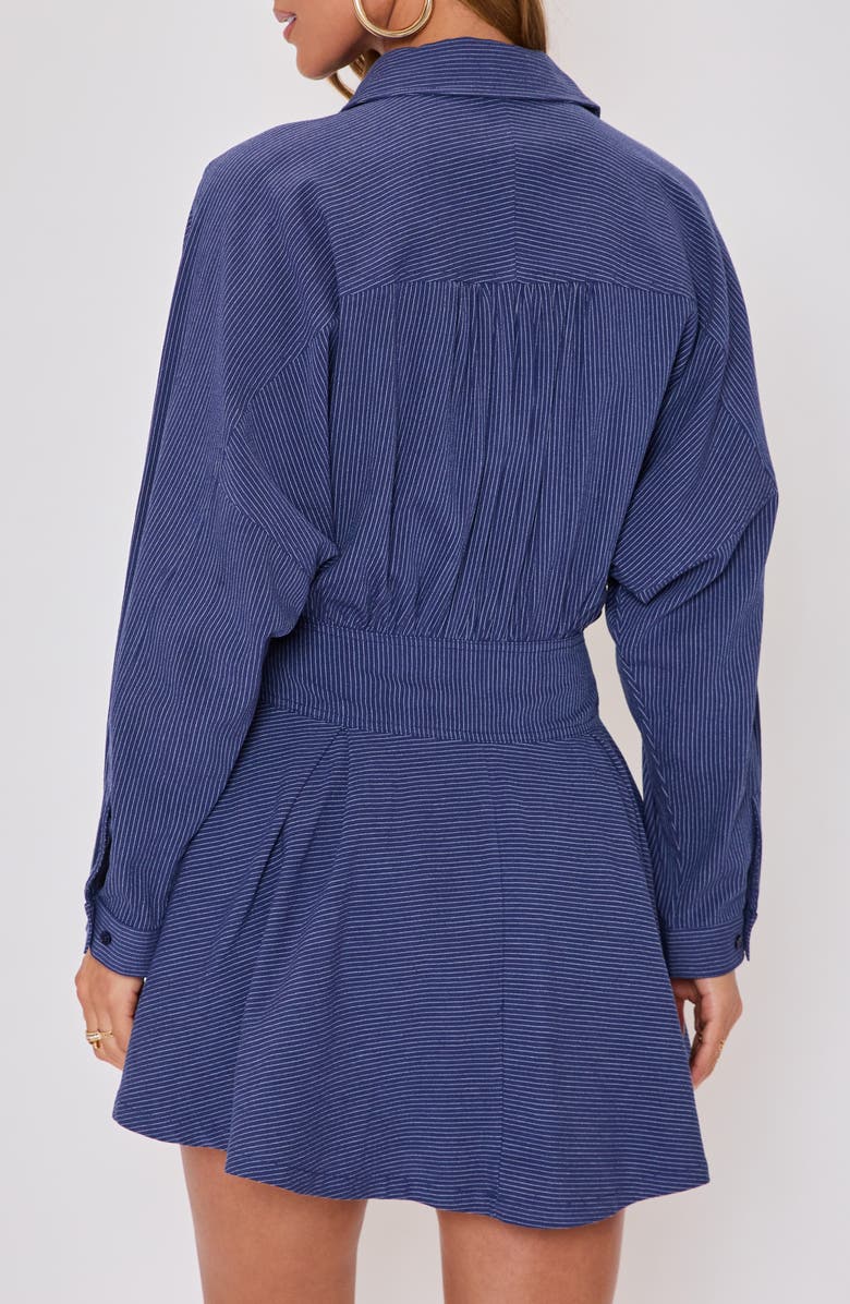 VICI Collection Taylor Stripe Long Sleeve Cotton & Linen Mini Shirtdress, Alternate, color, Navy/Cream