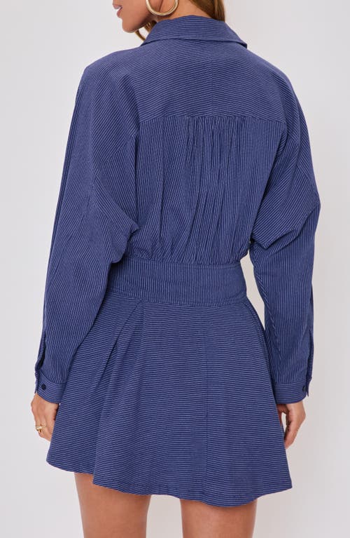 Vici Collection Taylor Stripe Long Sleeve Cotton & Linen Mini Shirtdress In Multi