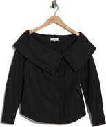 Lafayette 148 New York Portrait Collar Long Sleeve Button-Up Shirt