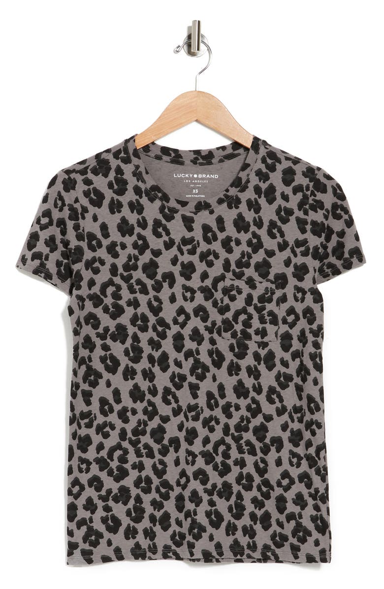 Lucky Brand Leopard Graphic Pocket Tee, Alternate, color, 