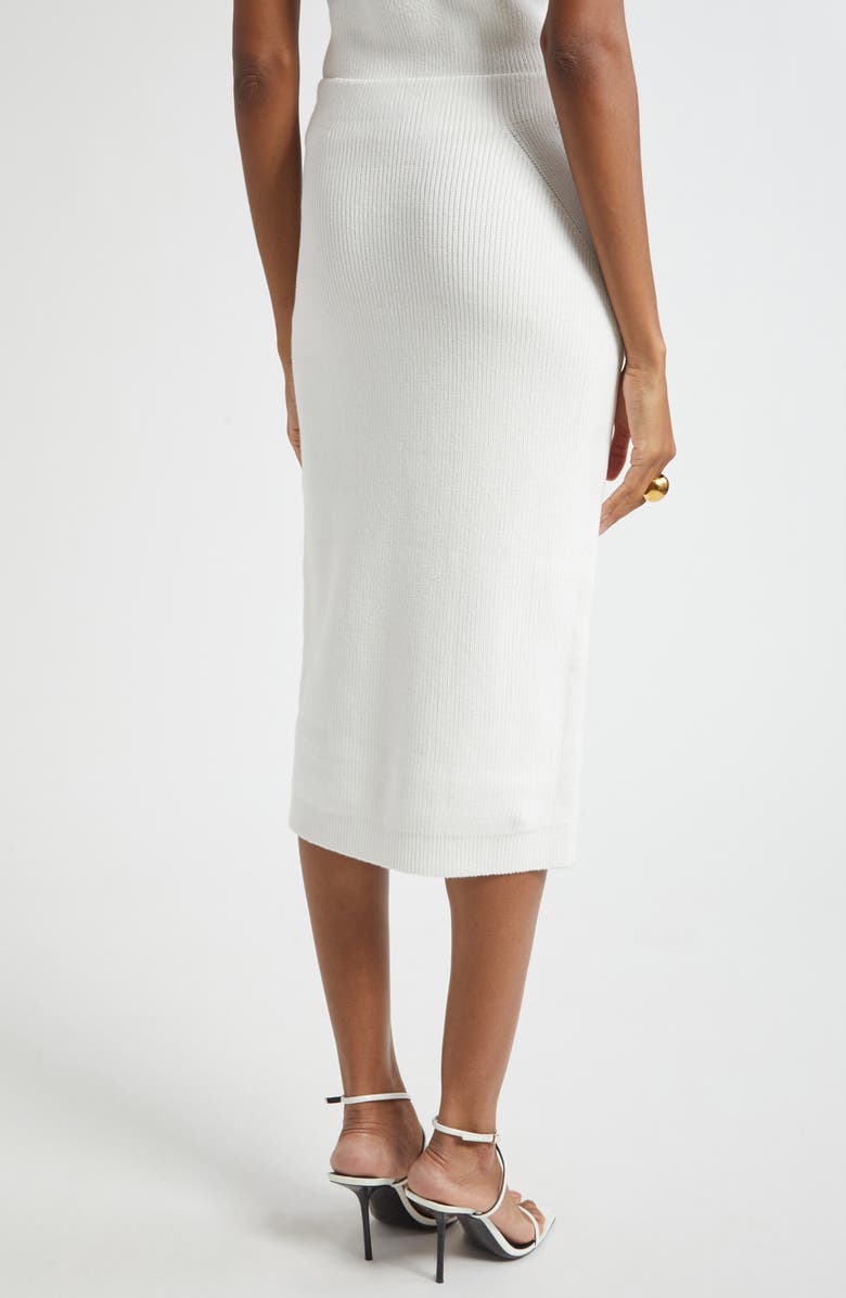 ST. JOHN Rib Knit Midi Skirt, Alternate, color, Bright White