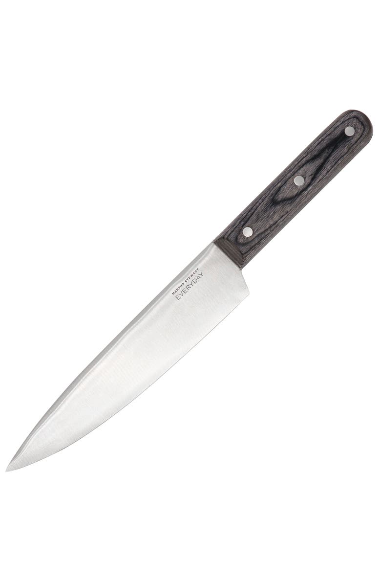 Martha Stewart Everyday 8 Inch Stainless Steel Chef Knife with Wood Handle, Main, color, Dark Gray