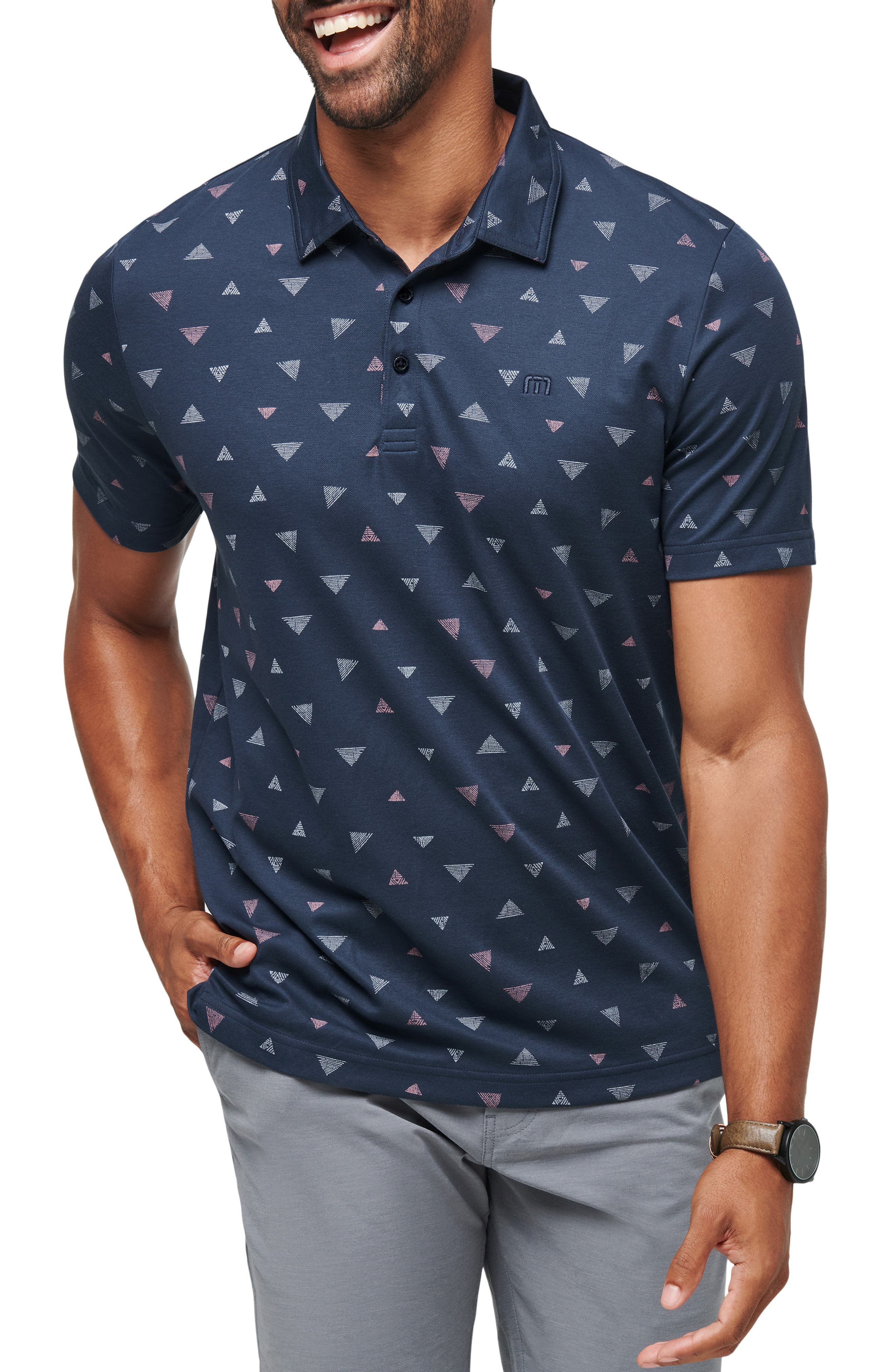 TravisMathew Home Break Geo Print Piqué Polo