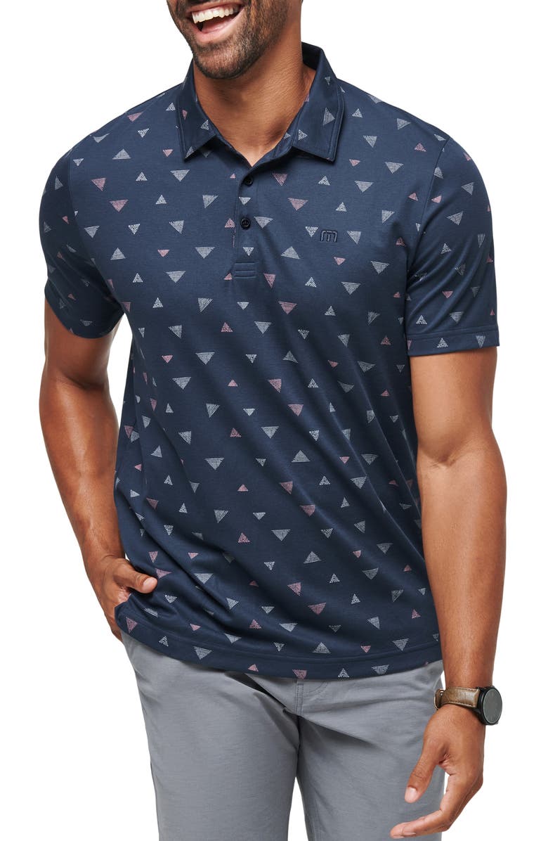 TravisMathew Home Break Geo Print Piqué Polo, Main, color, Total Eclipse