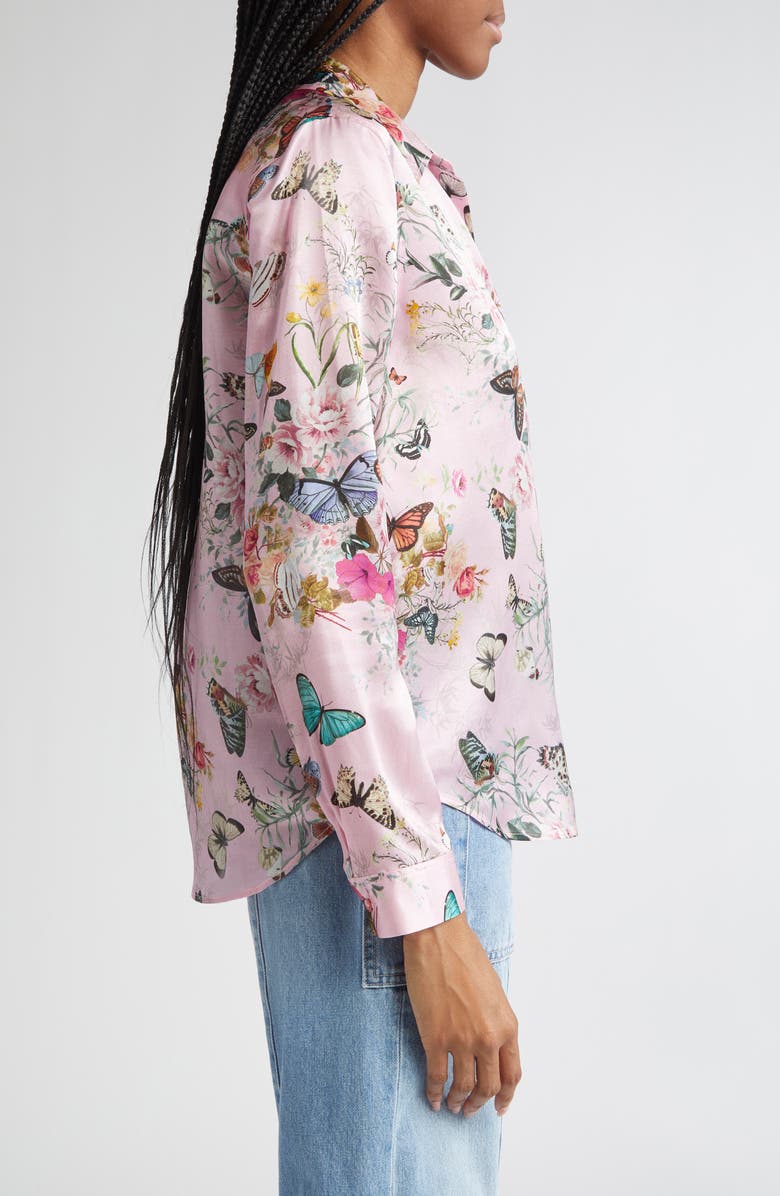 L'AGENCE Tyler Silk Button-Up Shirt, Alternate, color, 