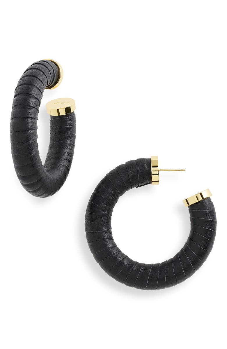 Cult Gaia Valence Leather Wrap Hoop Earrings, Main, color, 