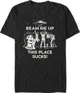 Stranger Things Netflix Men's Vintage This Place Sucks UFO T-Shirt