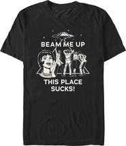 Stranger Things Netflix Men's Vintage This Place Sucks UFO Short Sleeve Graphic T-Shirt