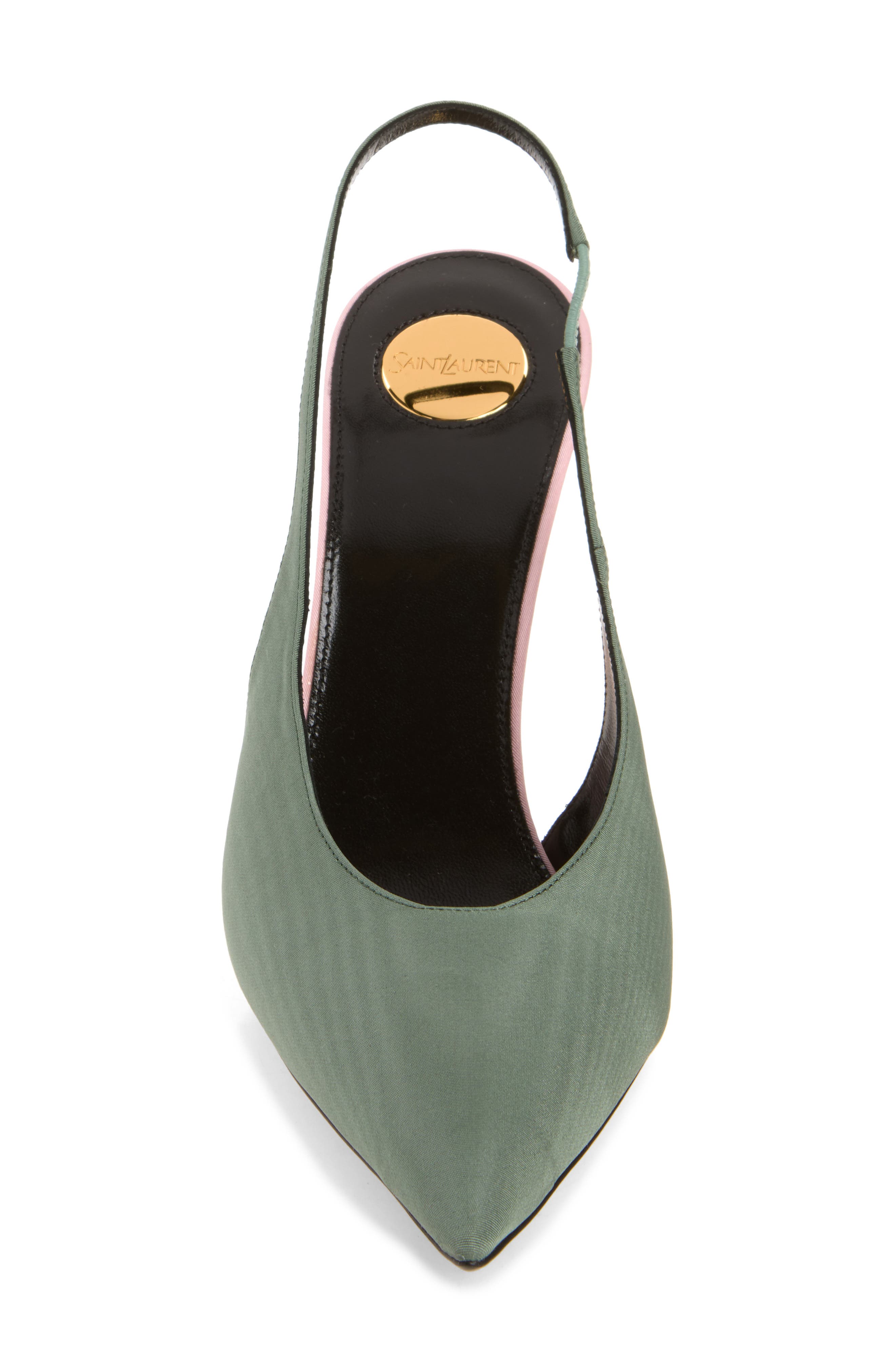 Allure Strass Clear Heel Pointed Toe Slingback Pump, Alternate, color, FLANNEL