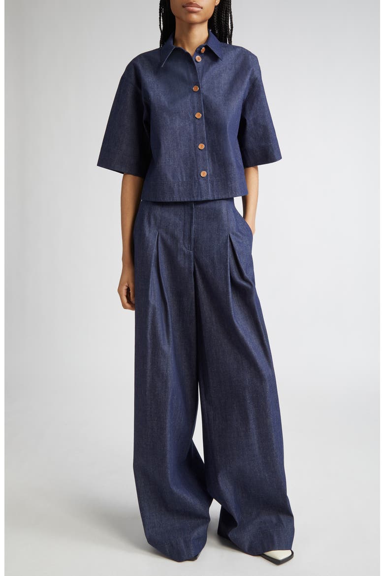 Warren Inverted Pleat Wide Leg Jeans, Alternate, color, INDIGO