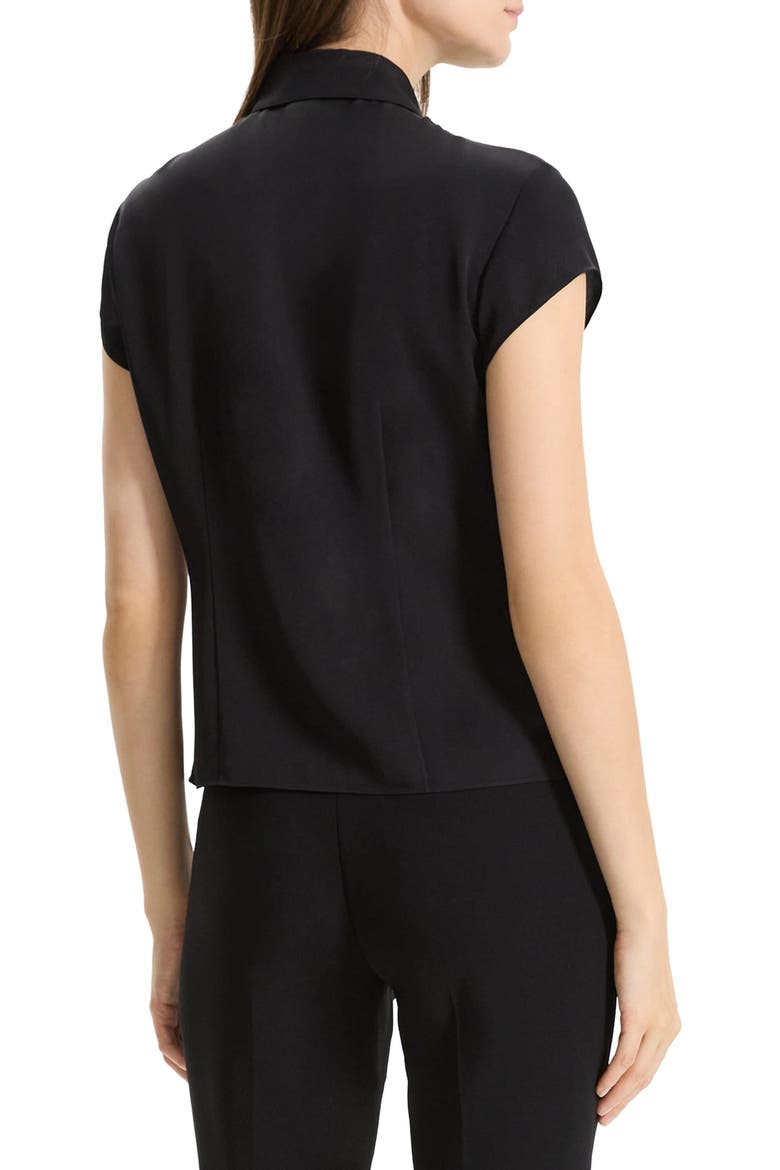 Cap Sleeve Silk Shirt, Alternate, color, BLK