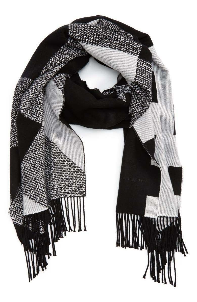 Burberry Check Print Cashmere Scarf, Main, color,