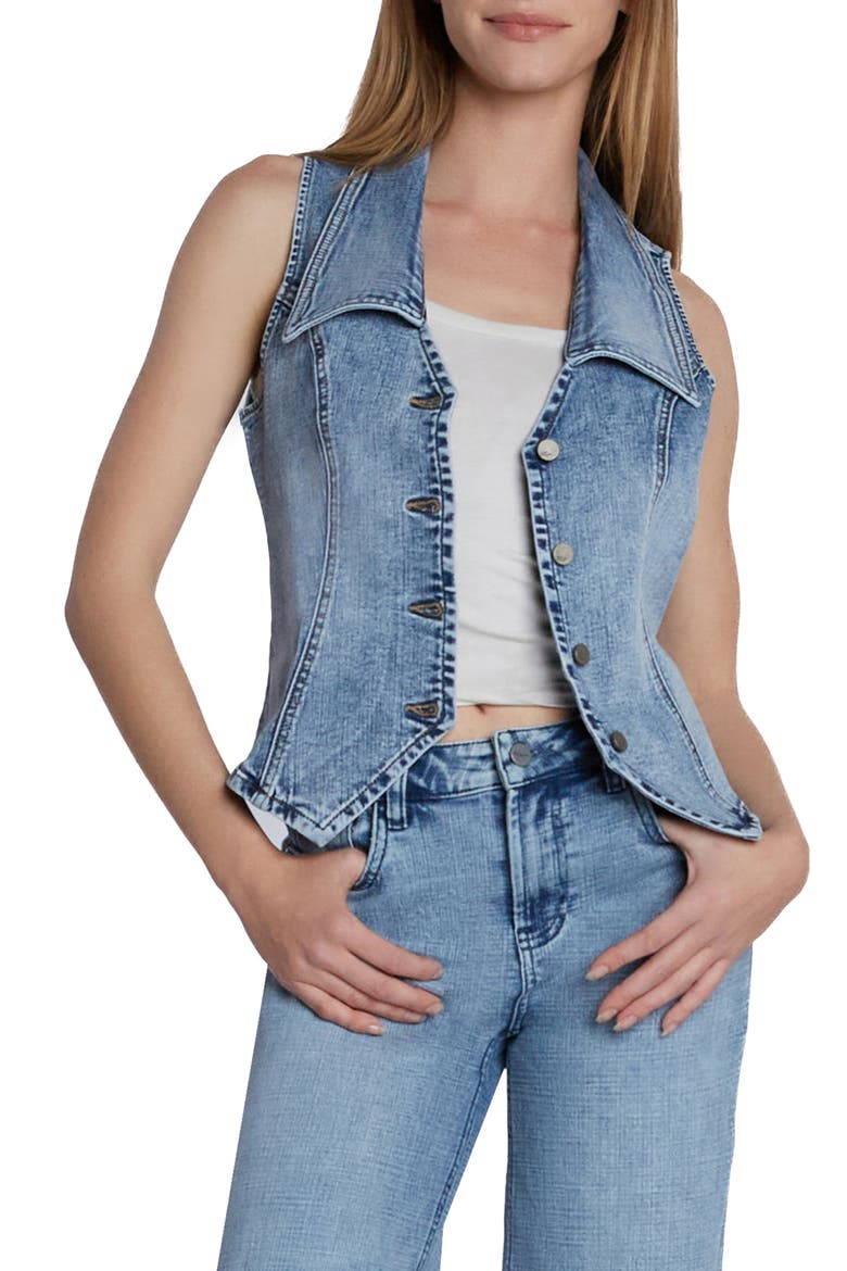 Willa Denim Waistcoat, Main, color, CLEAN BLUE