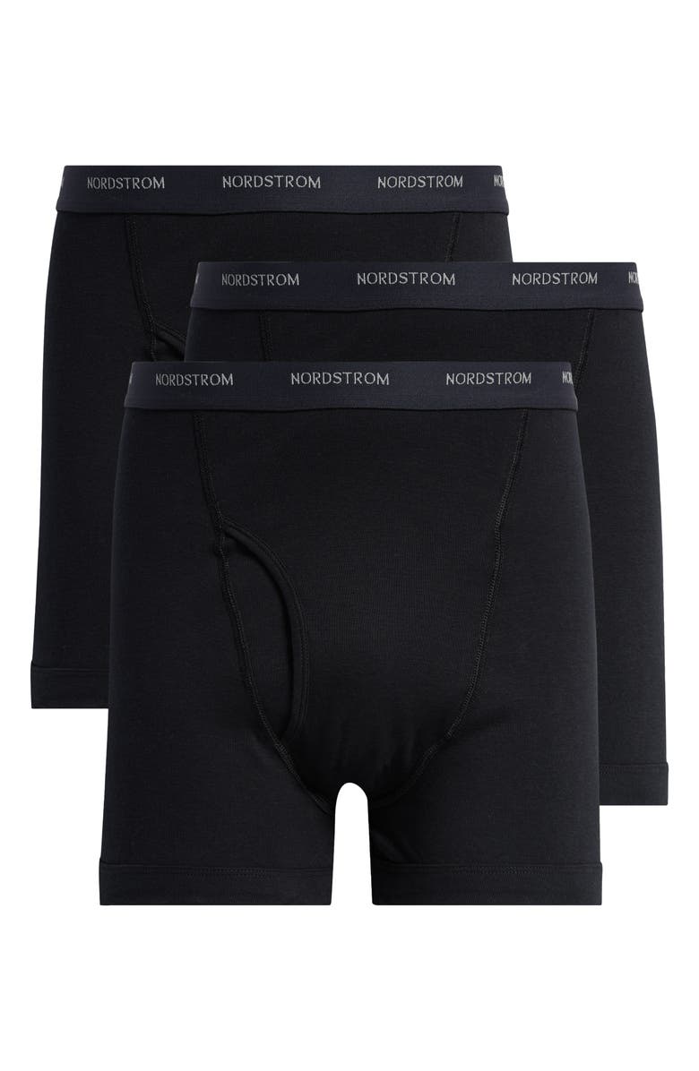 Nordstrom 3-Pack Supima<sup>®</sup> Cotton Boxer Briefs, Alternate, color, Black