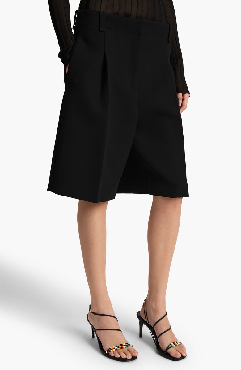 Khaite Laden Pleated Bermuda Shorts, Alternate, color, Black