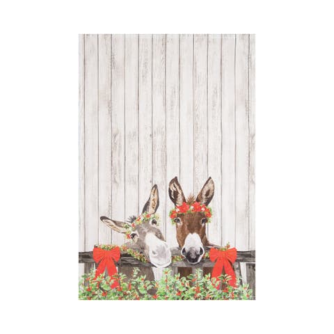Christmas Donkeys Printed 100% Cotton Flour Sack Dishtowel