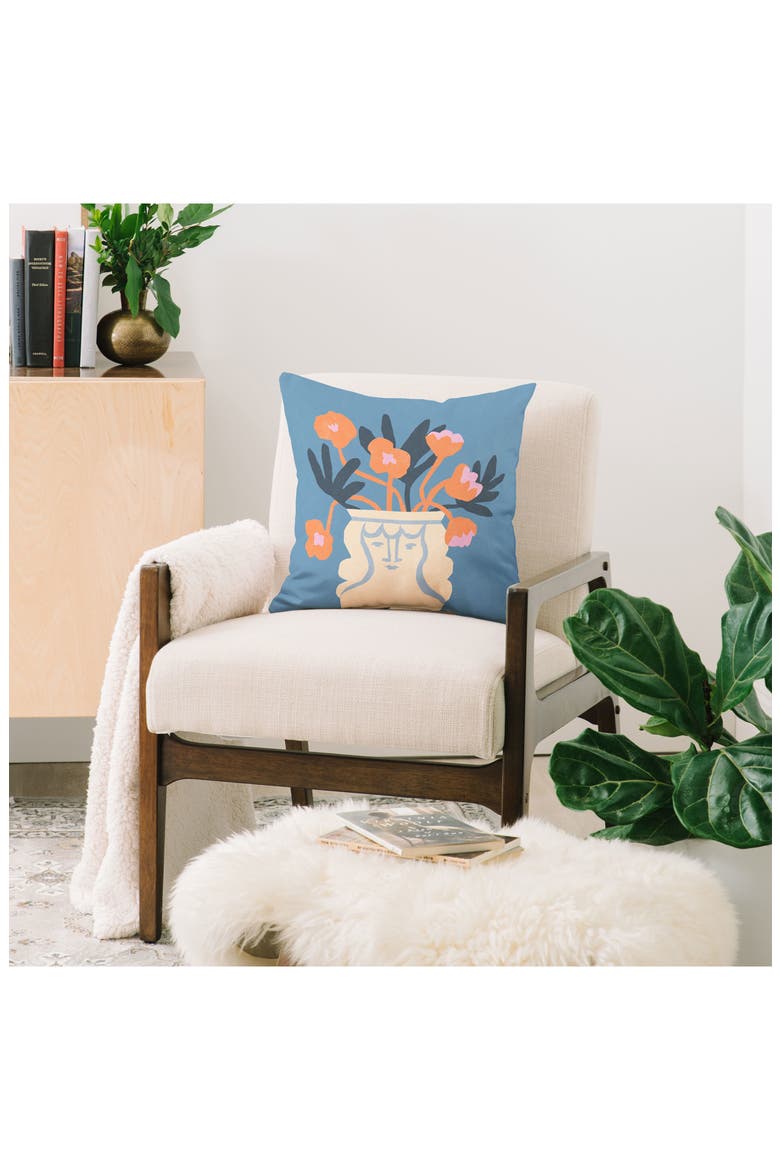 Antique Head Vase Throw Pillow, Alternate, color, BLUE