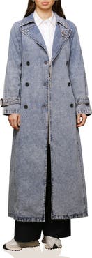 Avec Les Filles Relaxed Maxi Denim Trench Coat