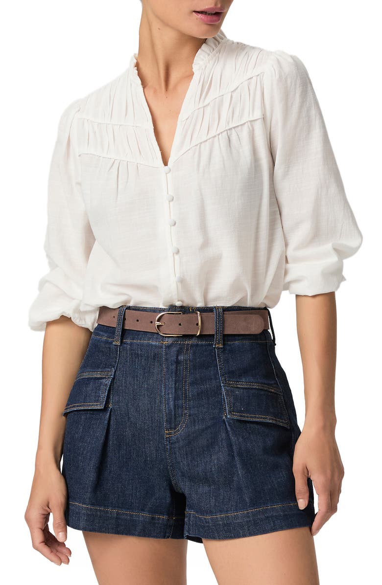 PAIGE Anessa Pleated Denim Shorts, Alternate, color, Rena