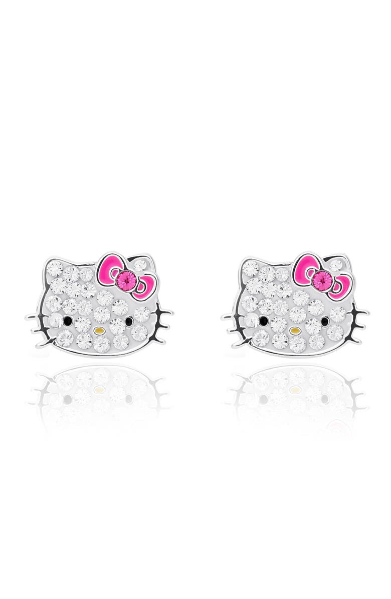 Hello Kitty Sparkle Earrings, Main, color, White, Pink