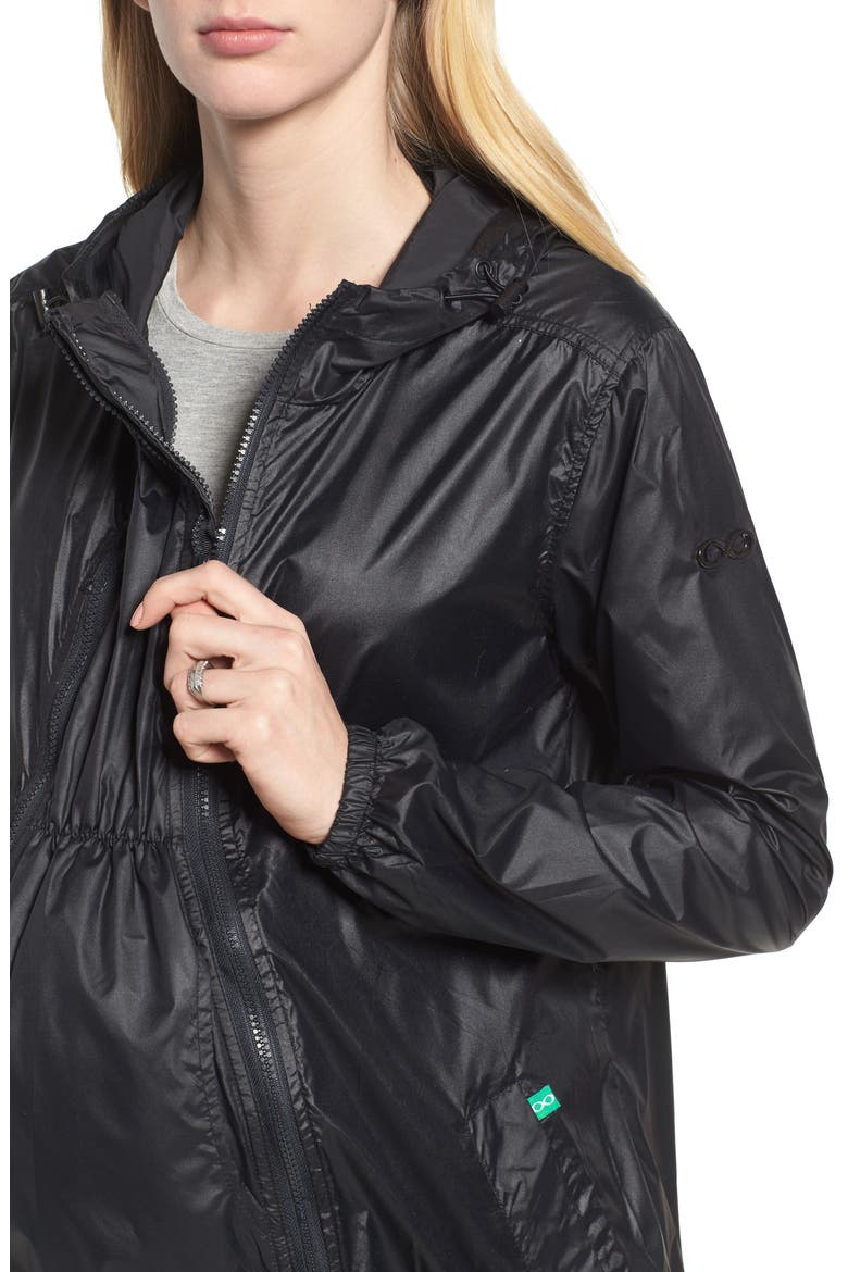 Waterproof Convertible 3-in-1 Maternity Windbreaker, Alternate, color, BLACK
