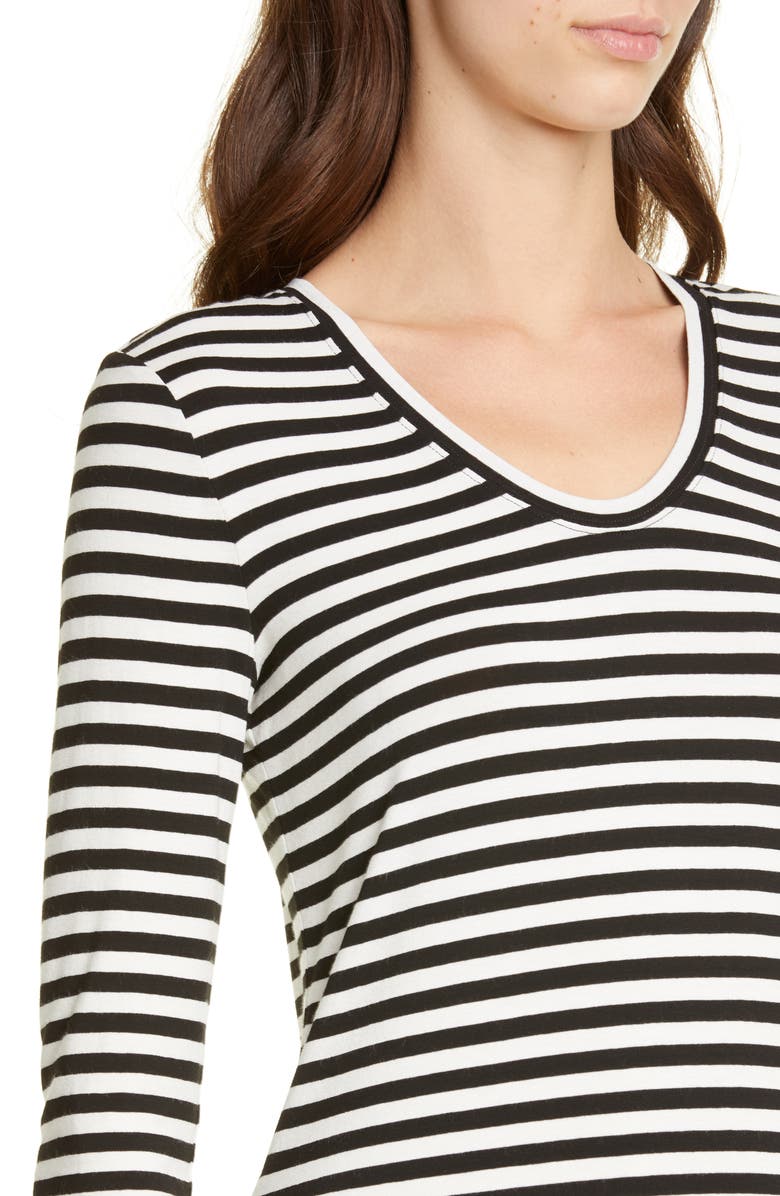 Nordstrom Signature Stripe V-Neck Tee, Alternate, color, 