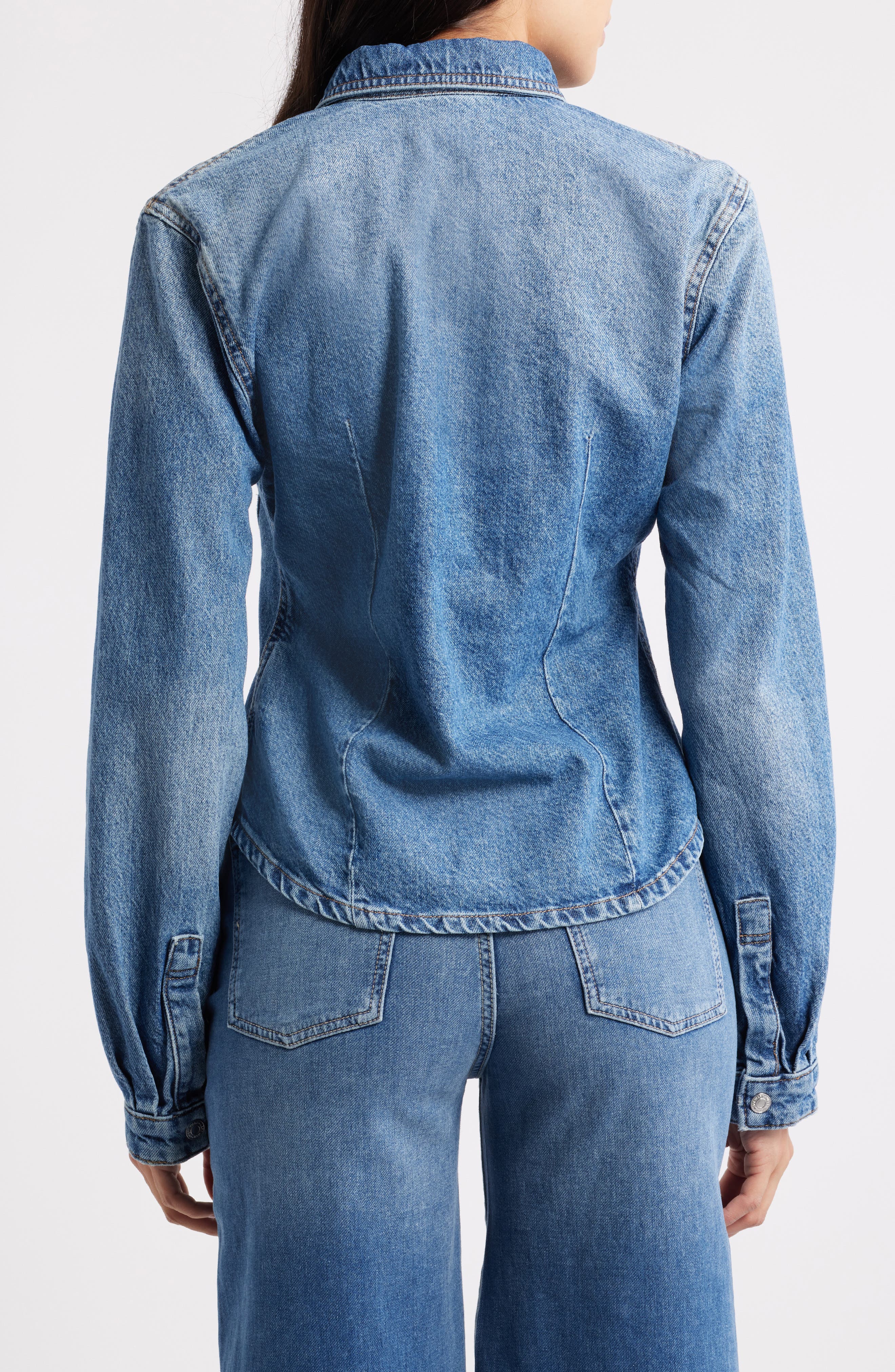 Western Denim Button-Up Shirt - image 2