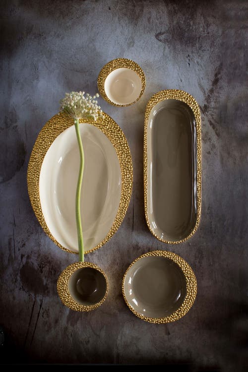 Lunares Cosmos Round Plate In Gold