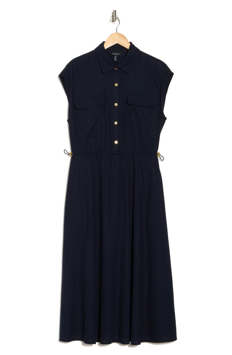 Ellen Tracy Drawcord Waist Midi Shirtdress, Alternate, color, 