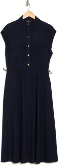 Drawcord Waist Midi Shirtdress