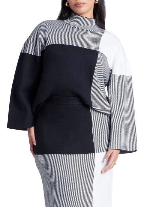 Mock Neck Intarsia Sweater