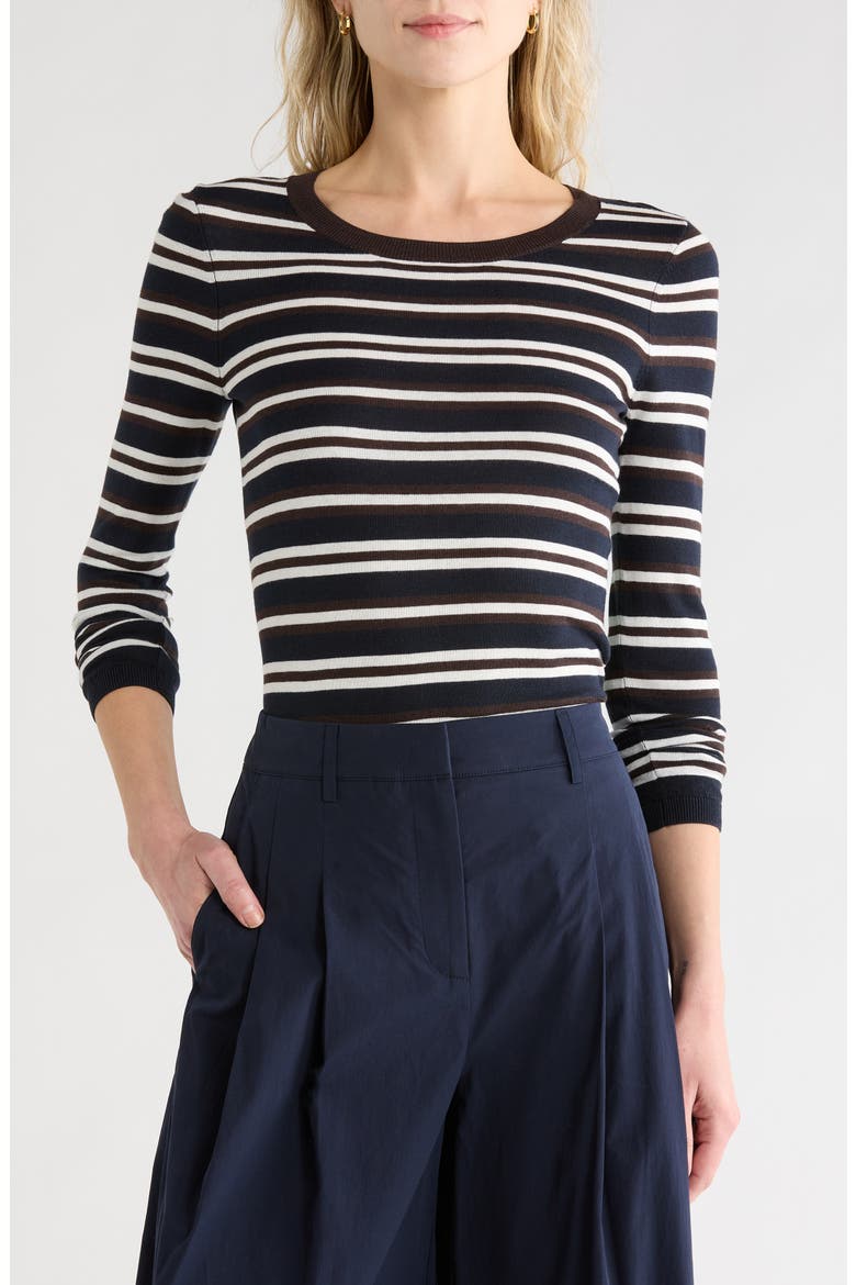 Striped Second Skin Top, Main, color, MIDNIGHT/IVORY/DARK CHOCO