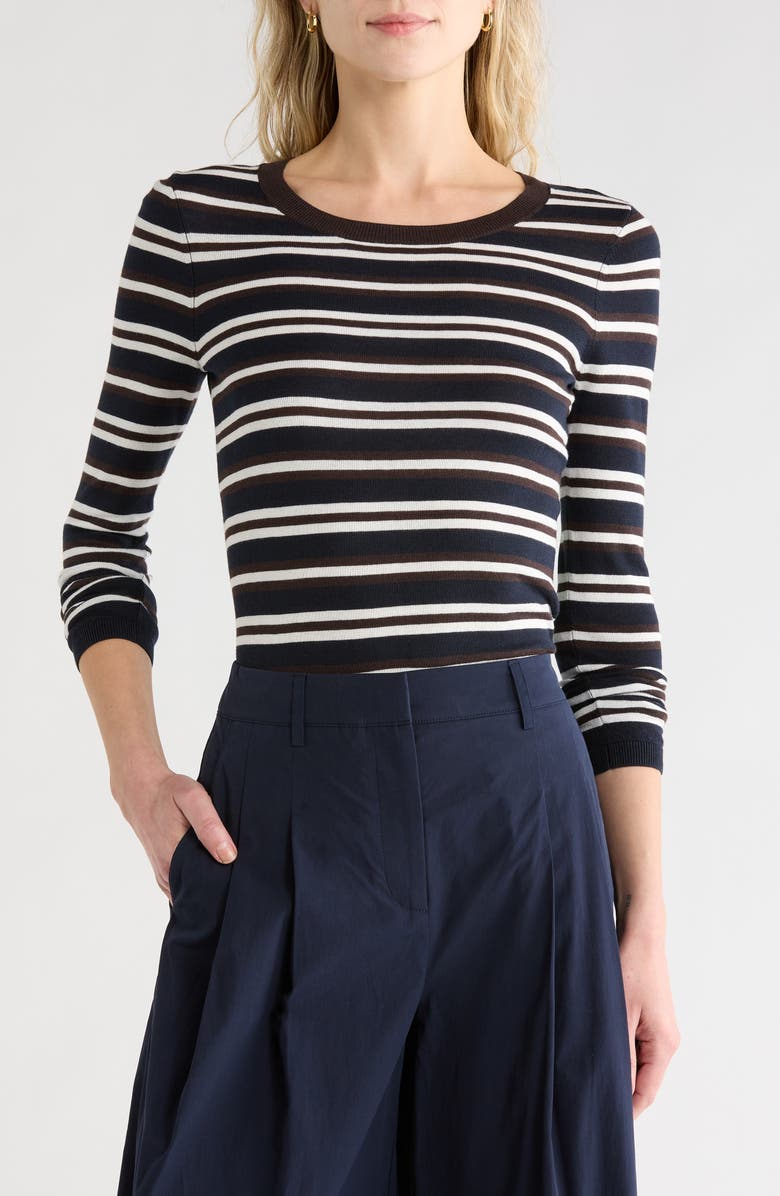 TWP Striped Second Skin Top, Main, color, Midnight/Ivory/Dark Choco