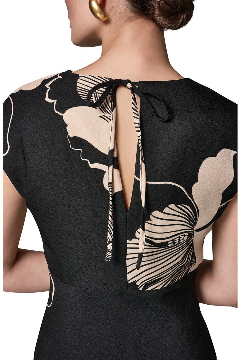 Floral Print Midi Dress, Alternate, color, BLACK/ OAT